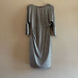 Textured Grey 3/4-Sleeve Sheath Dress
